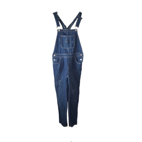Vintage Jordache Denim Carpenter Bib Overalls Girls Size Medium Blue Jeans Y2K - Picture 1 of 4